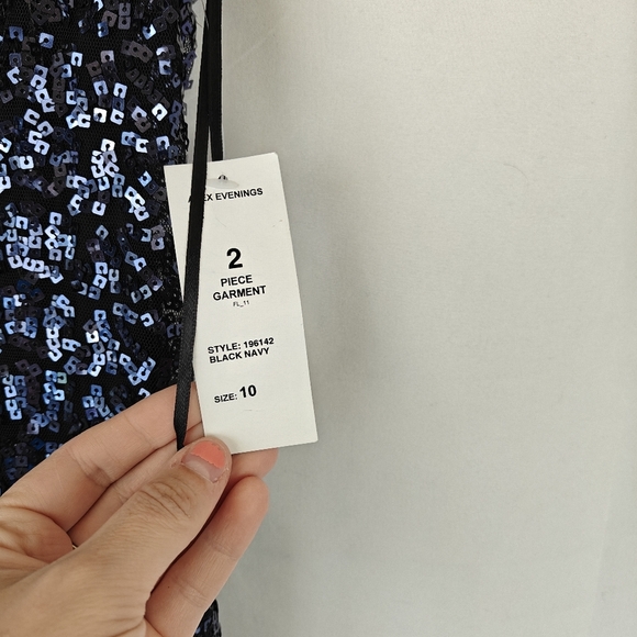 Alex Evenings NWT 2 Piece Garment Maxi Dress Black Navy Sequin Size 10 Women's - Picture 10 of 14